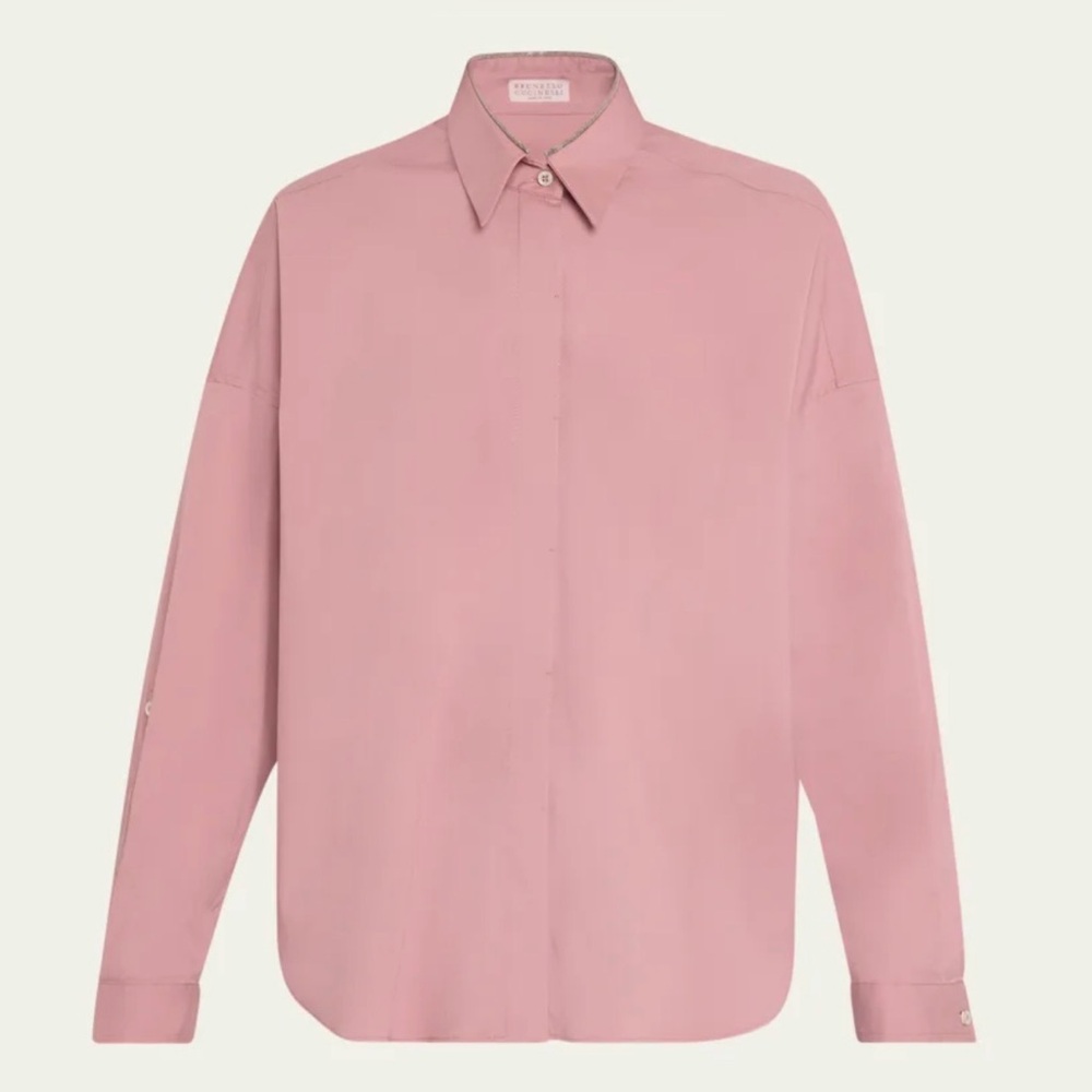 Brunello Cucinelli Monili Collar Cotton Popeline Shirt